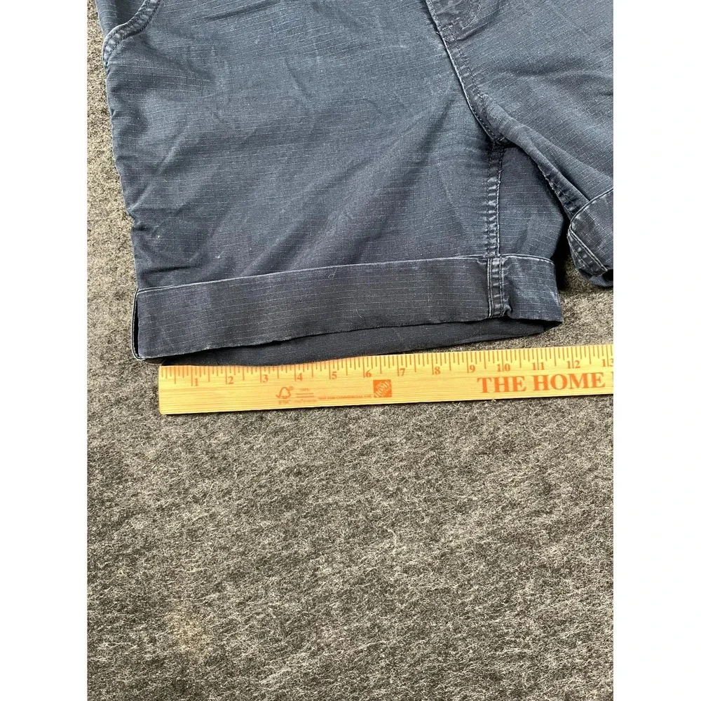 Carhartt Original Fit Shorts Women 14 Navy Cotton Flat Front Cuffed Hem Workwear